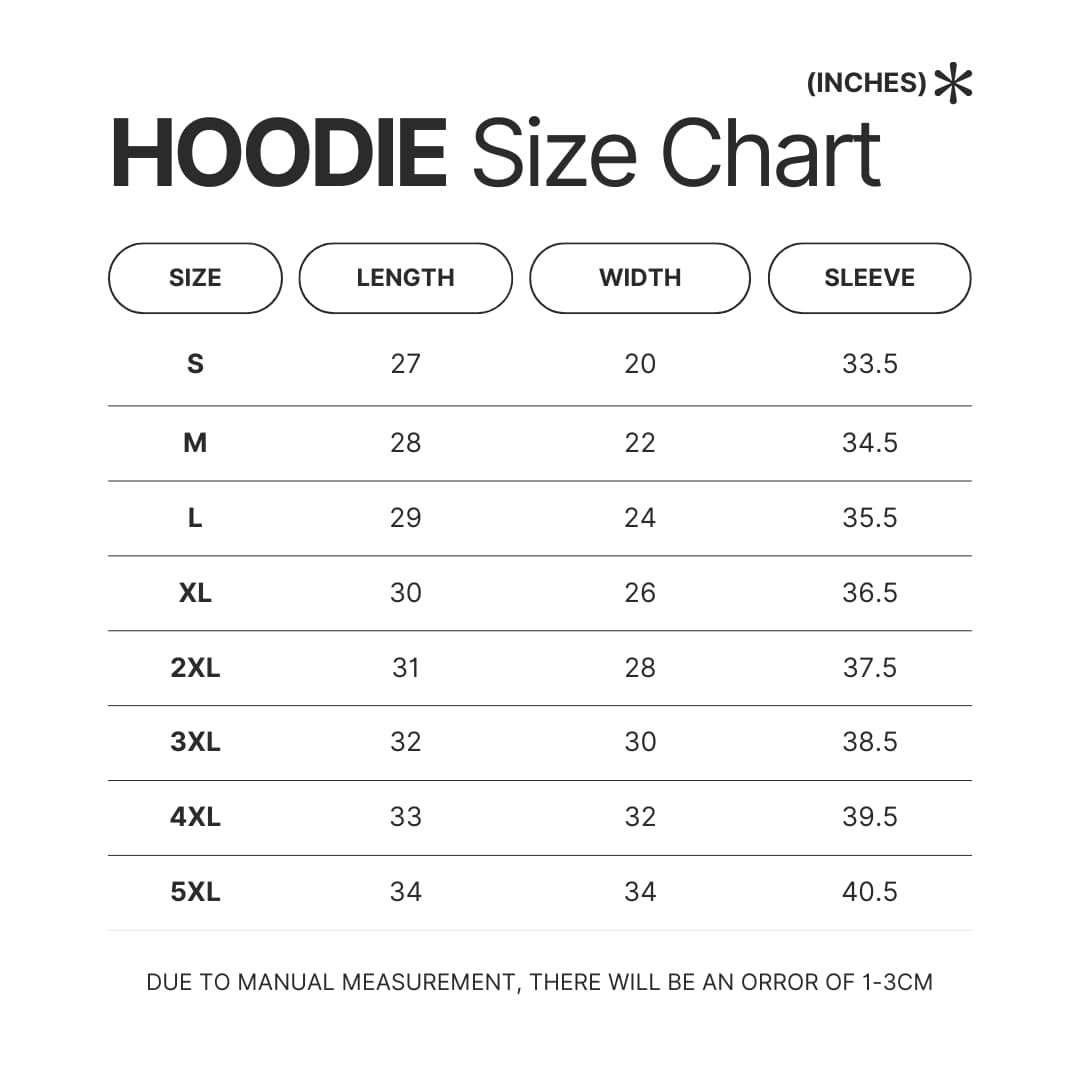 Hoodie Size Chart - Powerless Merch