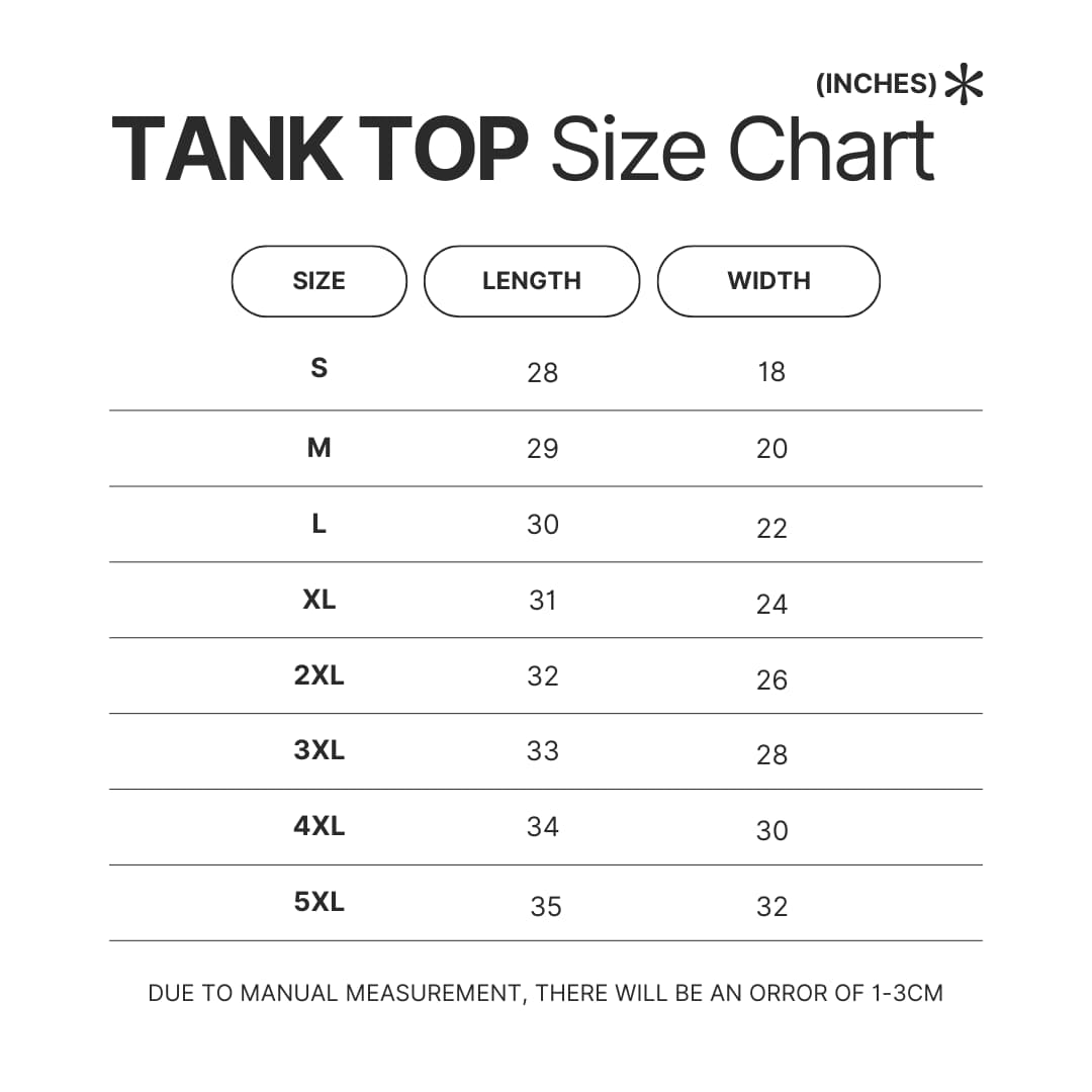 Tank Top Size Chart - Powerless Merch