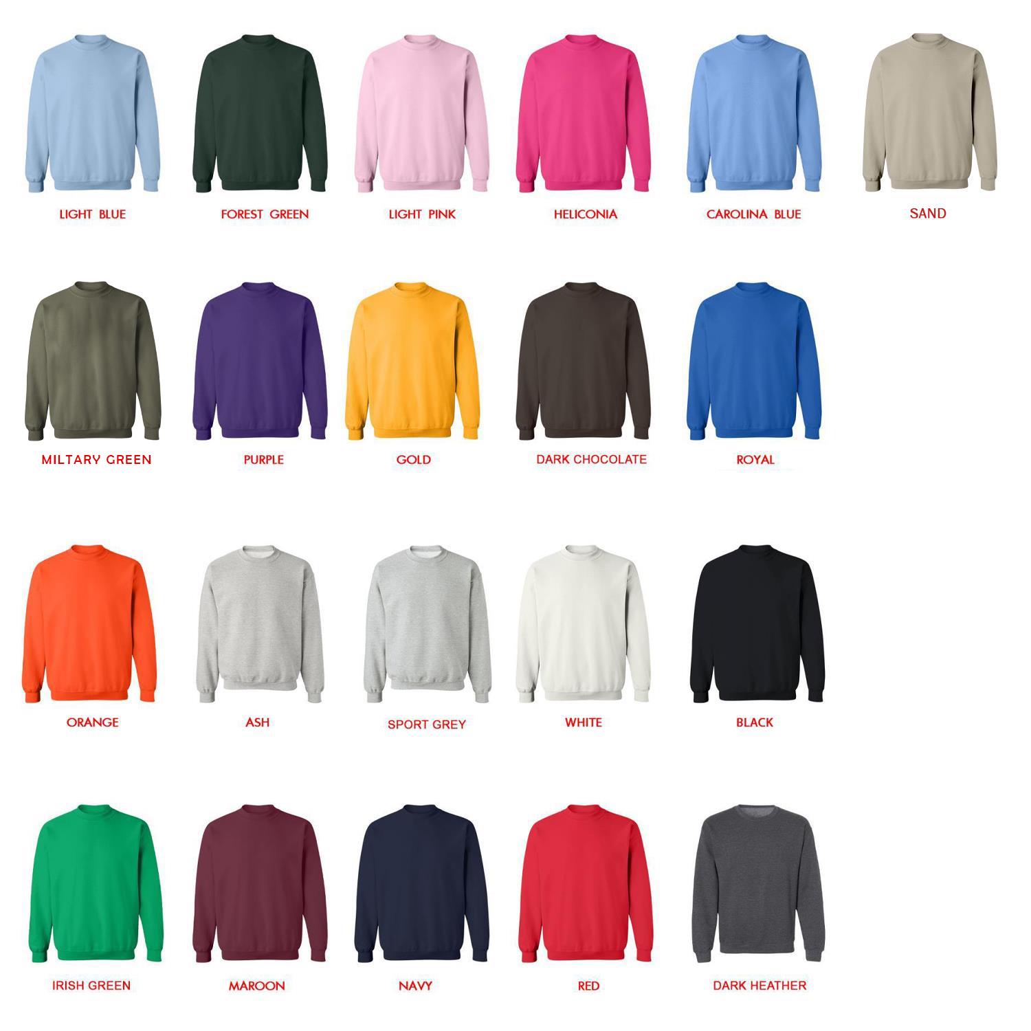 sweatshirt color chart - Powerless Merch