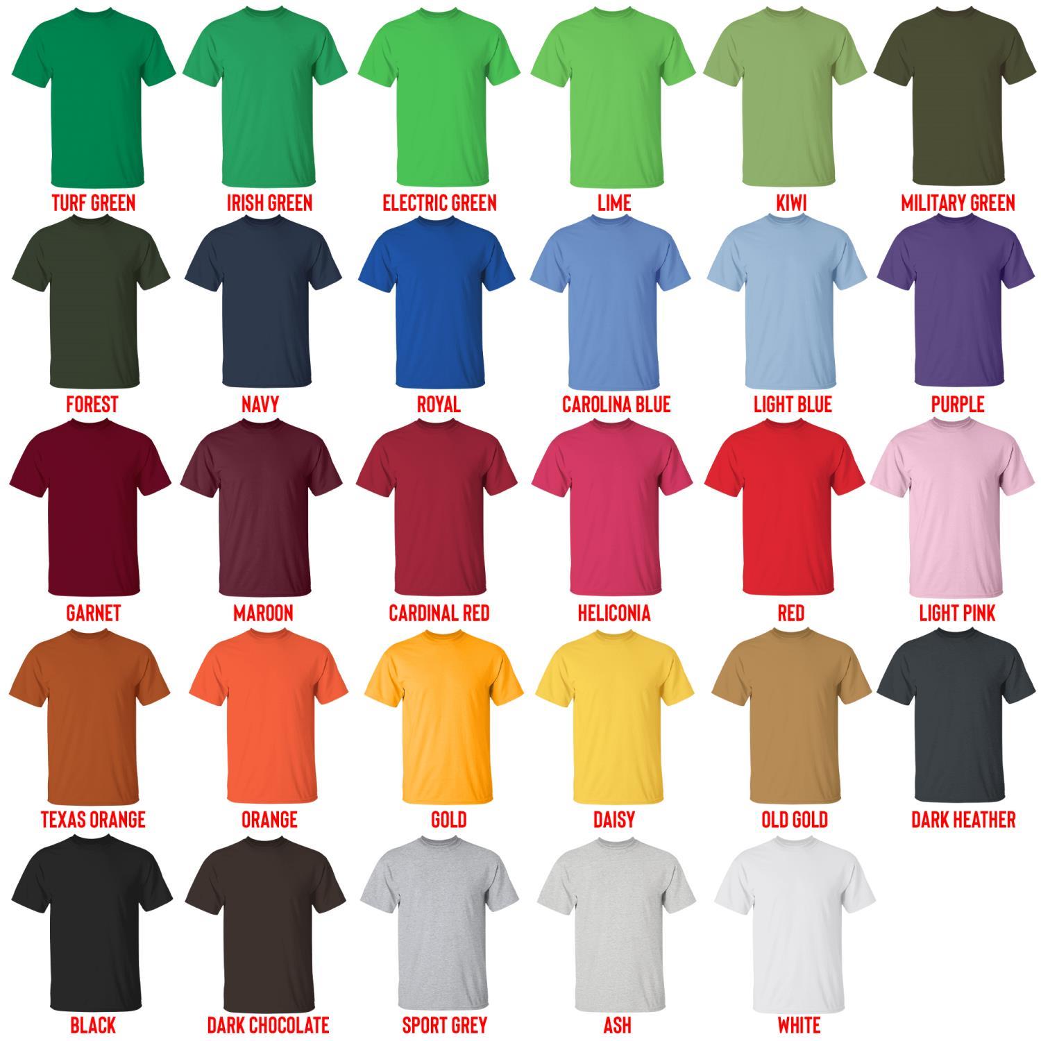 t shirt color chart - Powerless Merch