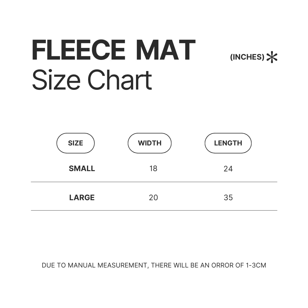Fleece Mat Size Chart - Powerless Merch