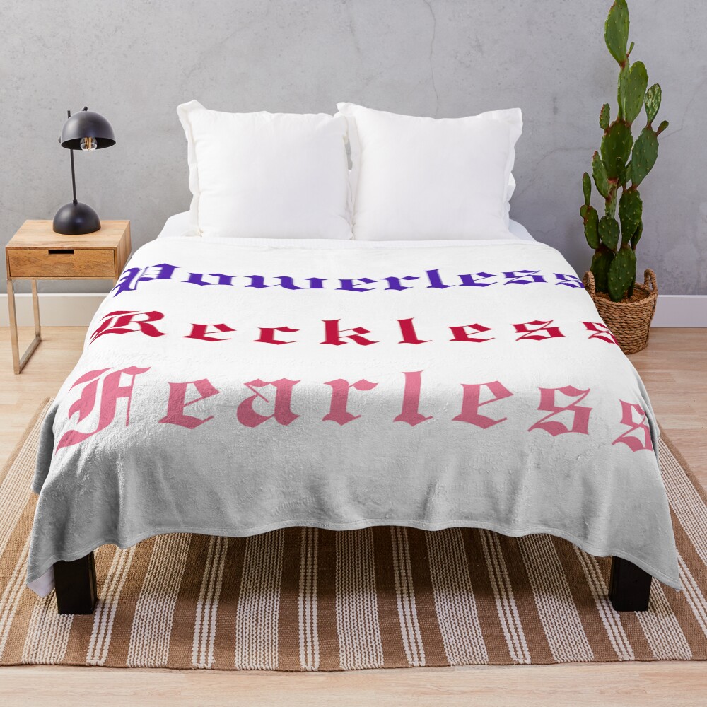 Powerless “reckless & Fearless” Quote Throw Blanket