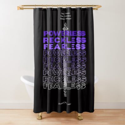Powerless “reckless Fearless” Minimal Shower Curtain