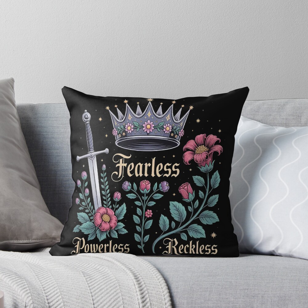 Powerless “fearless Reckless” Aesthetic Throw Pillow