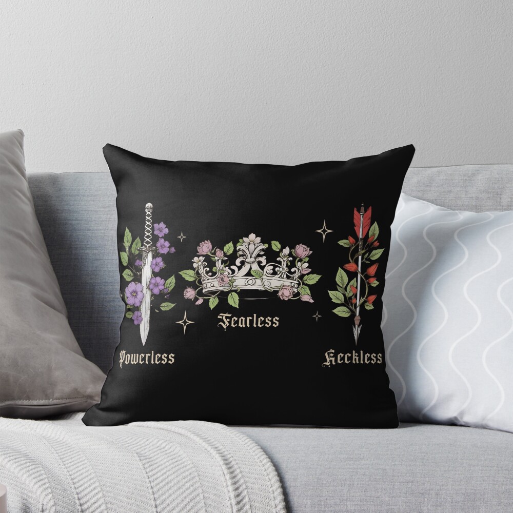 Powerless “fearless Reckless” Bookish Throw Pillow